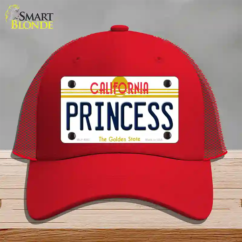 Princess California Novelty License Plate Hat Mesh / Red