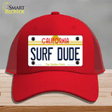 Surf Dude California Novelty License Plate Hat Mesh / Red