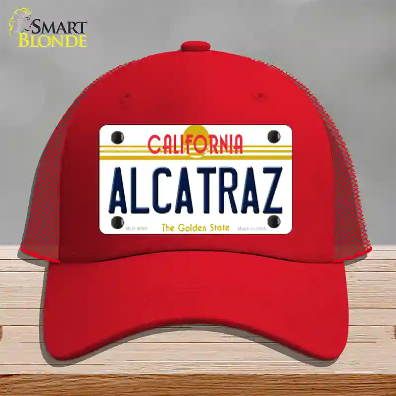 Alcatraz California Novelty License Plate Hat Mesh / Red