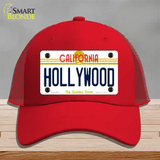 Hollywood California Novelty License Plate Hat Mesh / Red