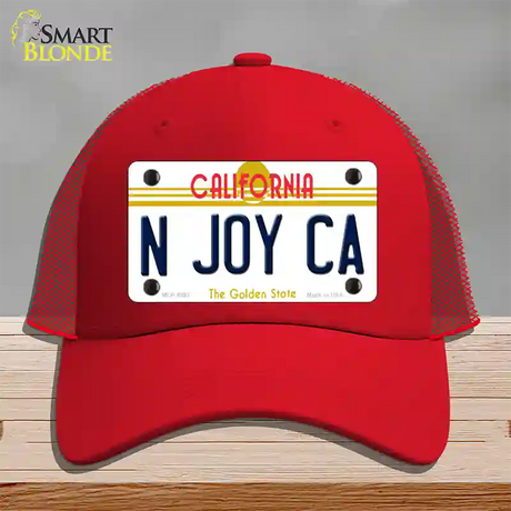 N Joy Ca California Novelty License Plate Hat Mesh / Red