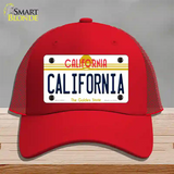 California Novelty License Plate Hat Mesh / Red