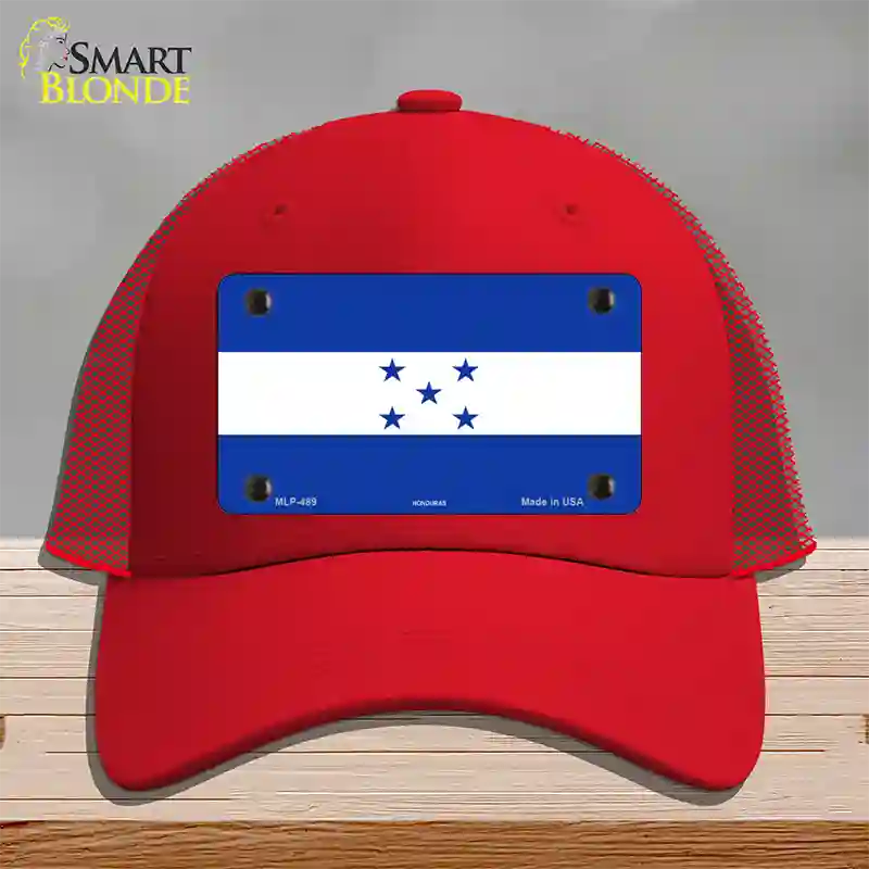 Honduras Flag Novelty License Plate Hat Mesh / Red