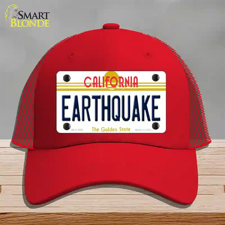 Earthquake California Novelty License Plate Hat Mesh / Red