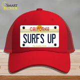 Surfs Up California Novelty License Plate Hat Mesh / Red