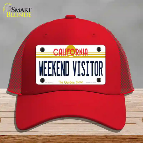 Weekend Vistor California Novelty License Plate Hat Mesh / Red