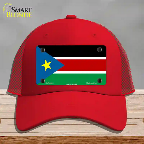 South Sudan Flag Novelty License Plate Hat Mesh / Red