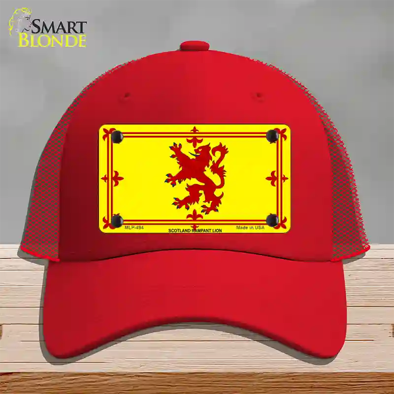 Scotland Lion Flag Novelty License Plate Hat Mesh / Red