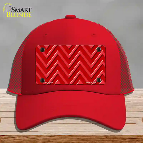 Red Light Red Large Chevron Novelty License Plate Hat Mesh / Red