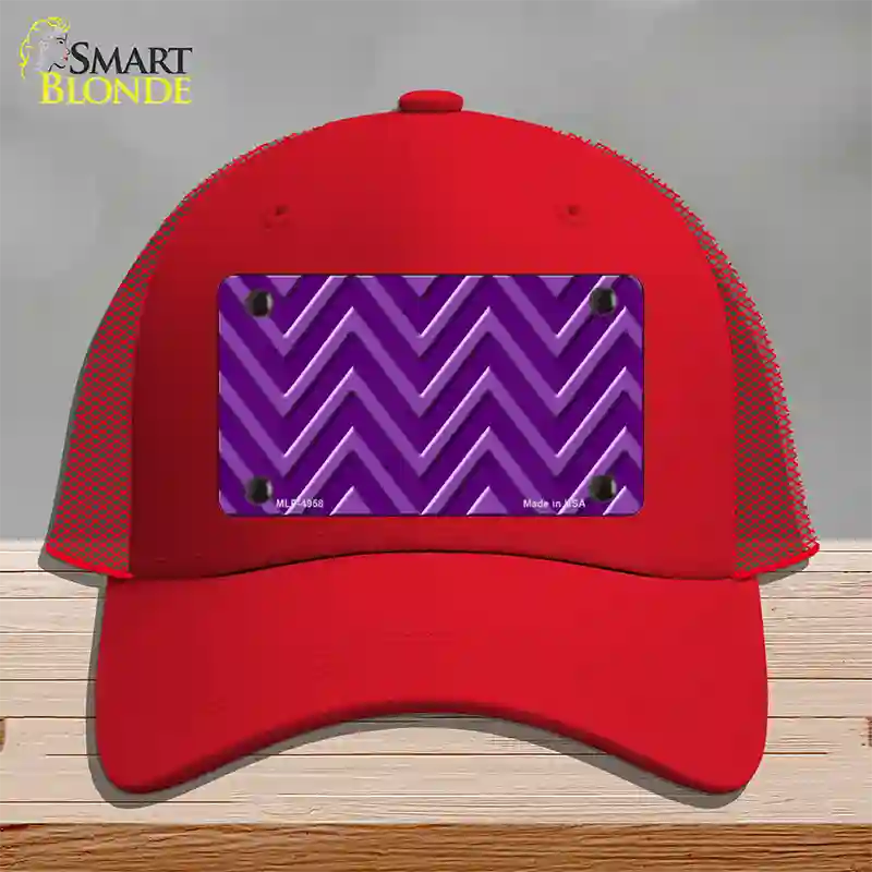 Purple Light Purple Large Chevron Novelty License Plate Hat Mesh / Red