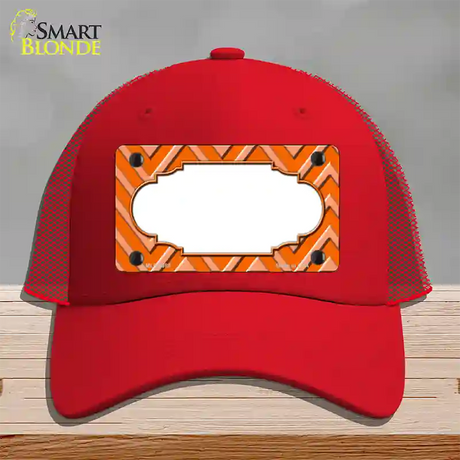 Orange Light Orange Scallop Large Chevron Novelty License Plate Hat Mesh / Red