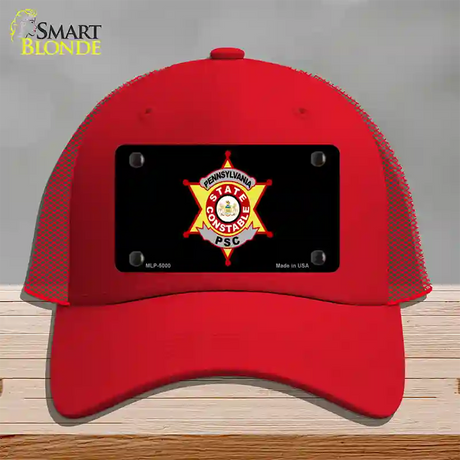 PA Constable Star Novelty License Plate Hat Mesh / Red