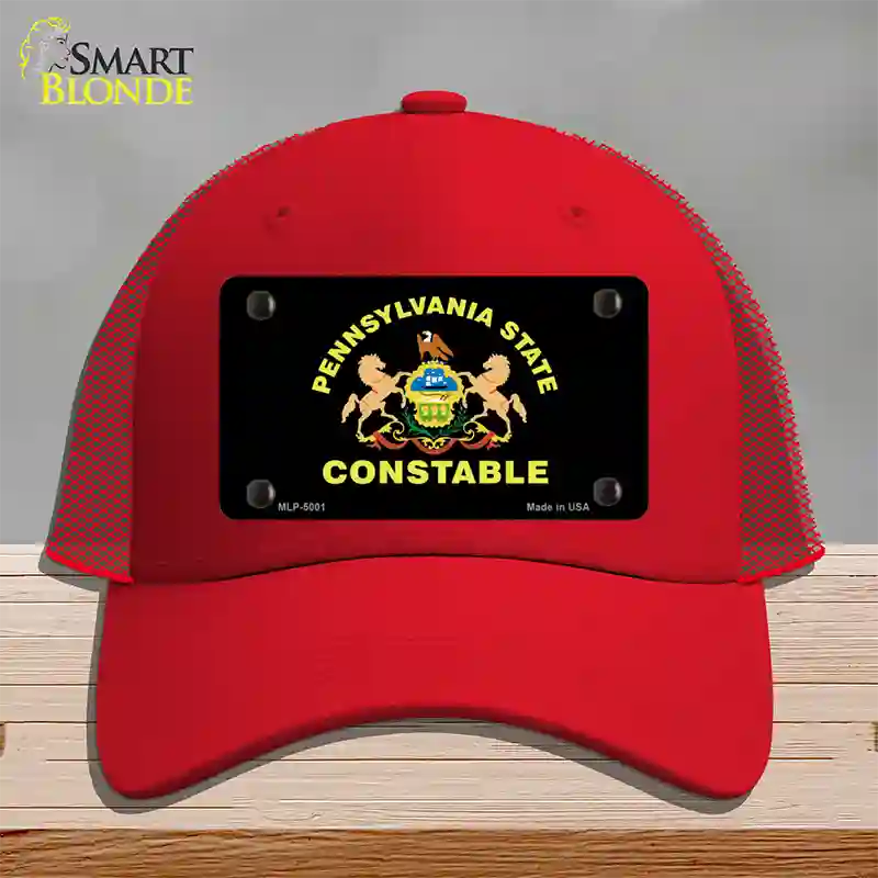 PA Constable Star Seal Novelty License Plate Hat Mesh / Red