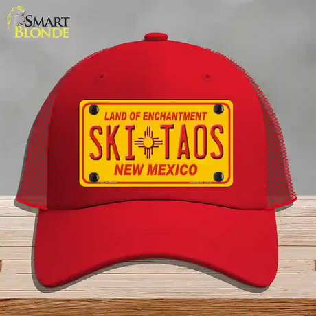 Ski Taos Yellow New Mexico Novelty License Plate Hat Mesh / Red