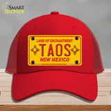 Taos Yellow New Mexico Novelty License Plate Hat Mesh / Red