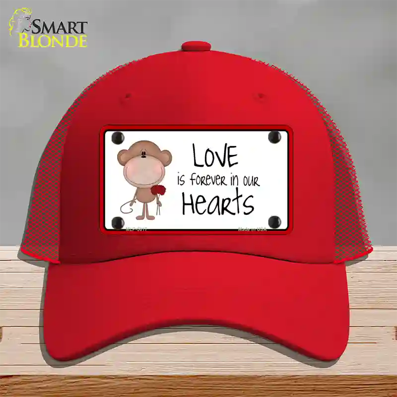 Love In Our Hearts Novelty License Plate Hat Mesh / Red