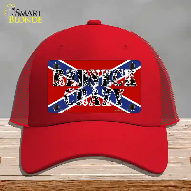 Redneck Crazy Novelty License Plate Hat Mesh / Red