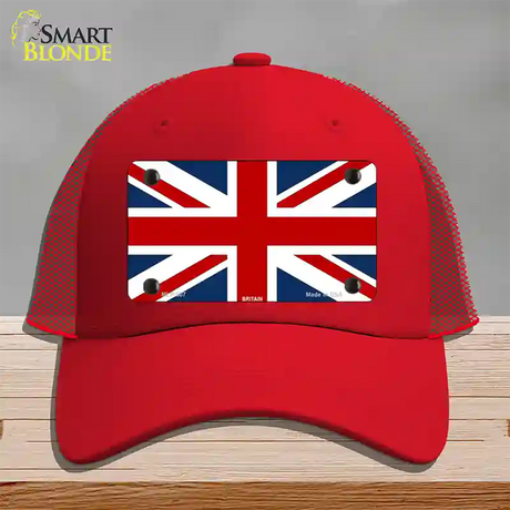 Britain Flag Novelty License Plate Hat Mesh / Red