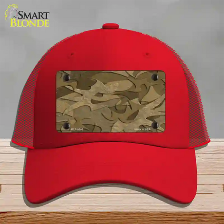 Brown Camouflage Novelty License Plate Hat Mesh / Red