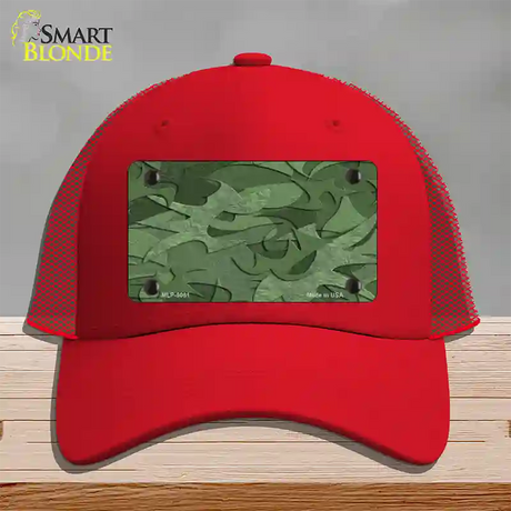 Green Camouflage Novelty License Plate Hat Mesh / Red