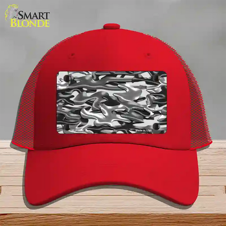 Grey Camouflage Novelty License Plate Hat Mesh / Red