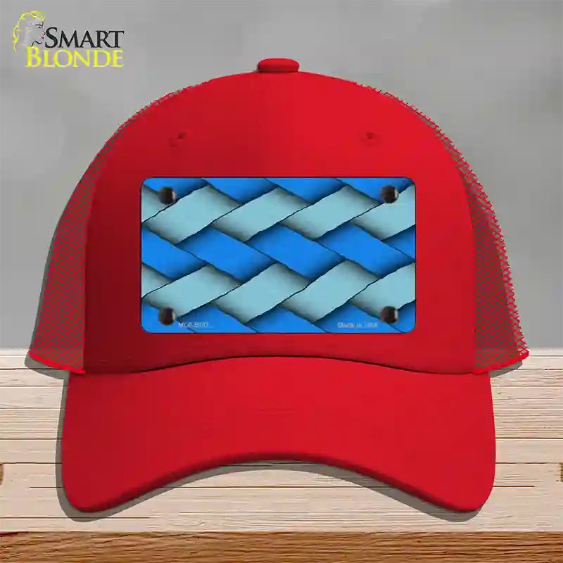 Weave Blue Novelty License Plate Hat Mesh / Red