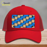 Weave Blue & Tan Novelty License Plate Hat Mesh / Red