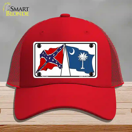 Confederate South Carolina State Flag Novelty License Plate Hat Mesh / Red