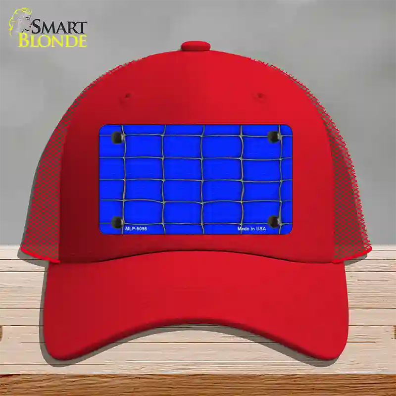 Web Blue Novelty License Plate Hat Mesh / Red