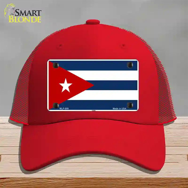 Cuba Flag Novelty License Plate Hat Mesh / Red