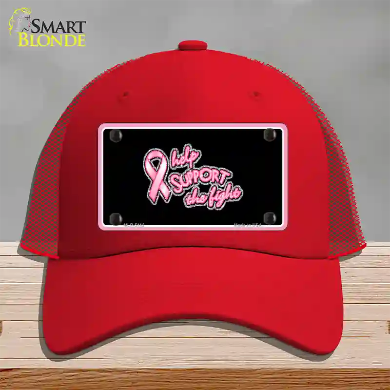 Help Support The Fight Novelty License Plate Hat Mesh / Red