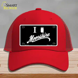 I Love Moonshine Novelty License Plate Hat Mesh / Red