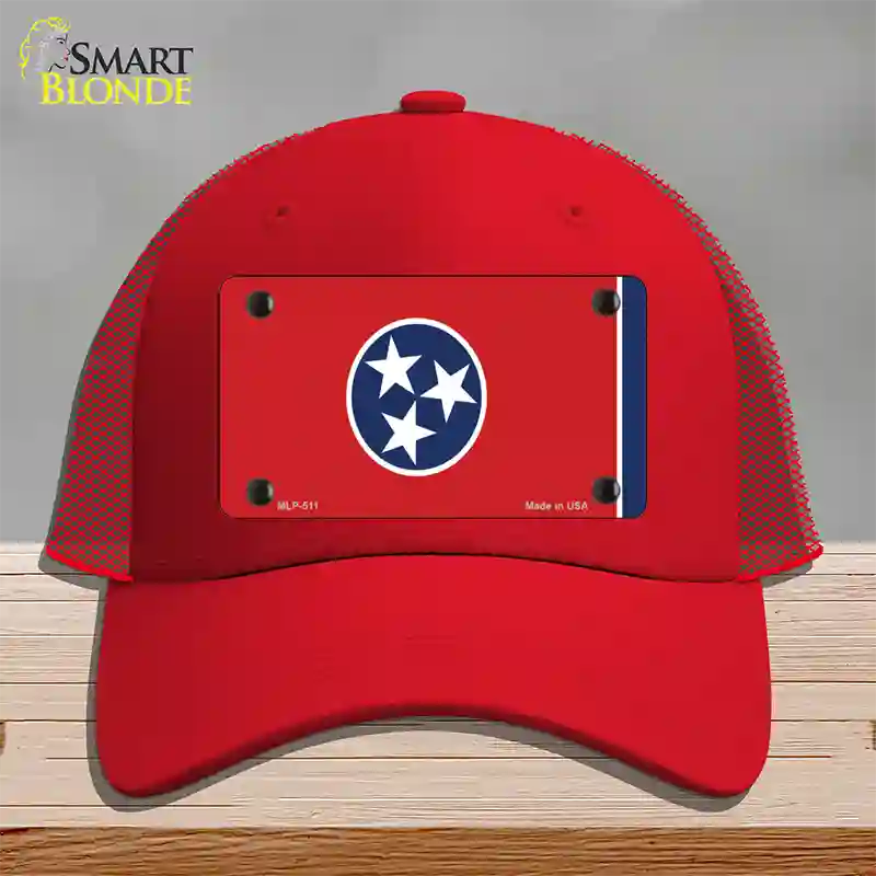 Tennessee State Flag Novelty License Plate Hat Mesh / Red