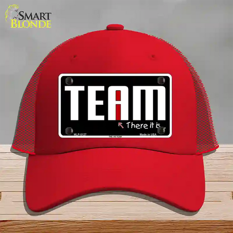 I In Team Novelty License Plate Hat Mesh / Red