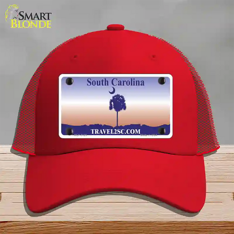 South Carolina Blank Novelty License Plate Hat Mesh / Red