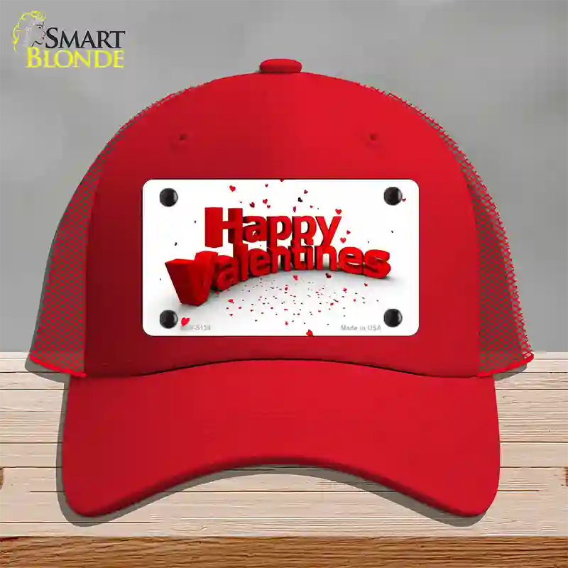 Happy Valentines Novelty License Plate Hat Mesh / Red