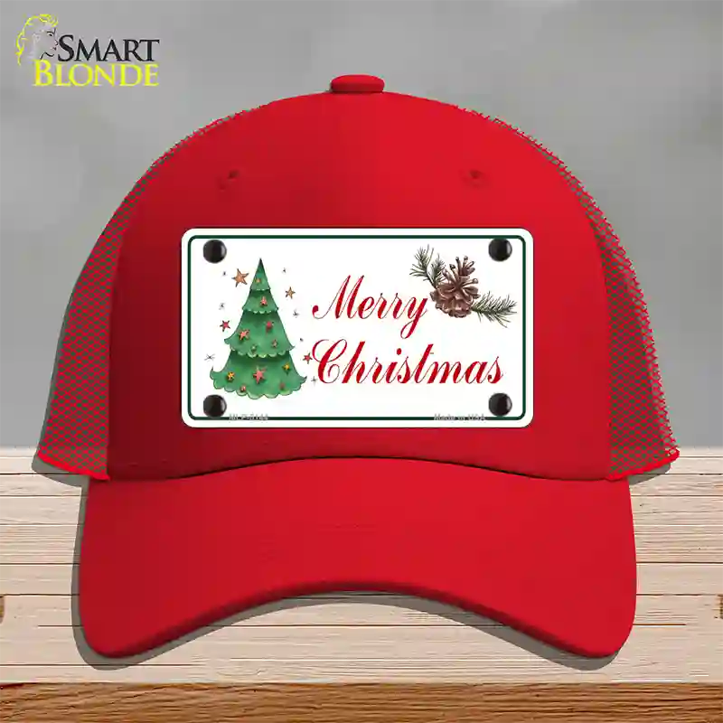 Merry Christmas Tree Novelty License Plate Hat Mesh / Red