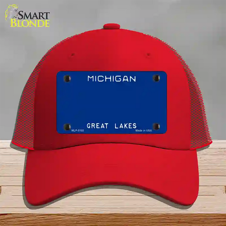 Michigan Great Lakes Plate State Blank Novelty License Plate Hat Mesh / Red