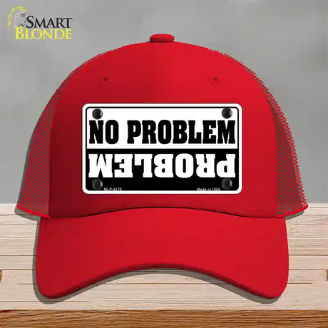 No Problem Novelty License Plate Hat Mesh / Red