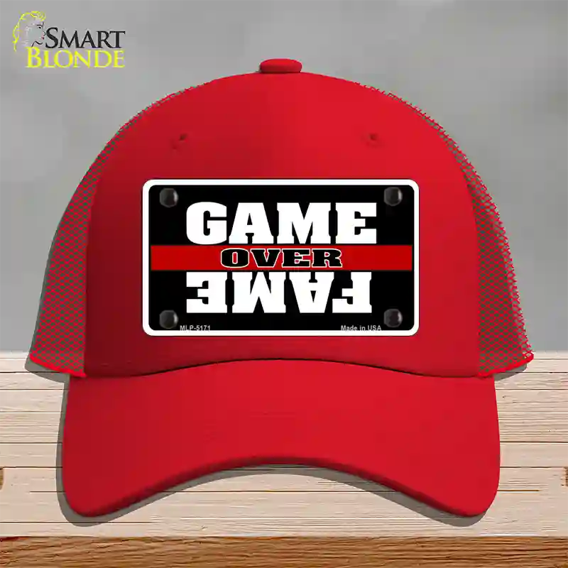 Game Over Fame Novelty License Plate Hat Mesh / Red