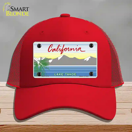 California Lake Tahoe State Blank Novelty License Plate Hat Mesh / Red