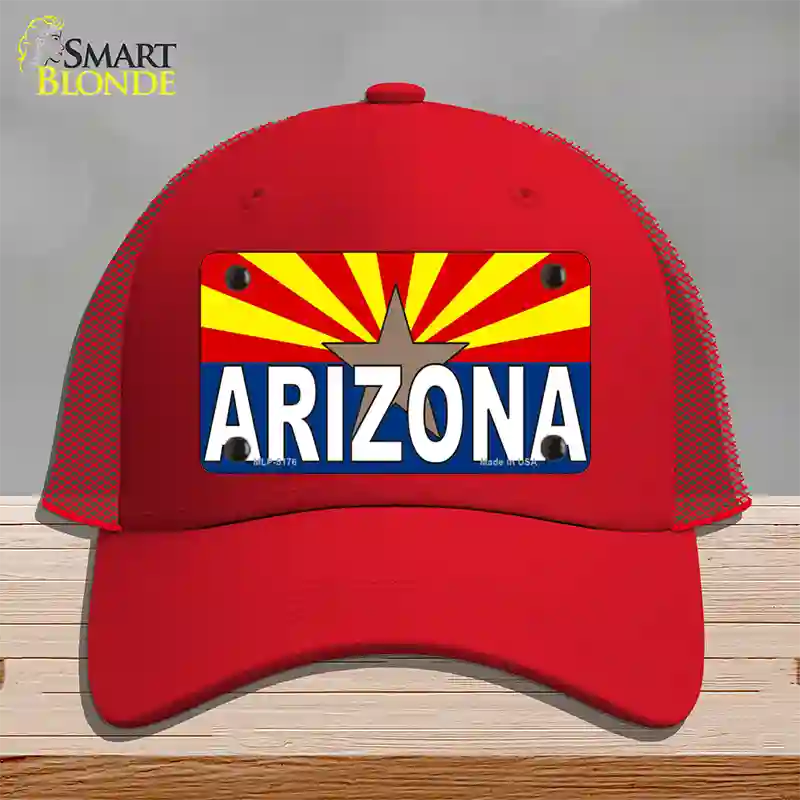 Arizona Flag White Arizona Novelty License Plate Hat Sign Mesh / Red