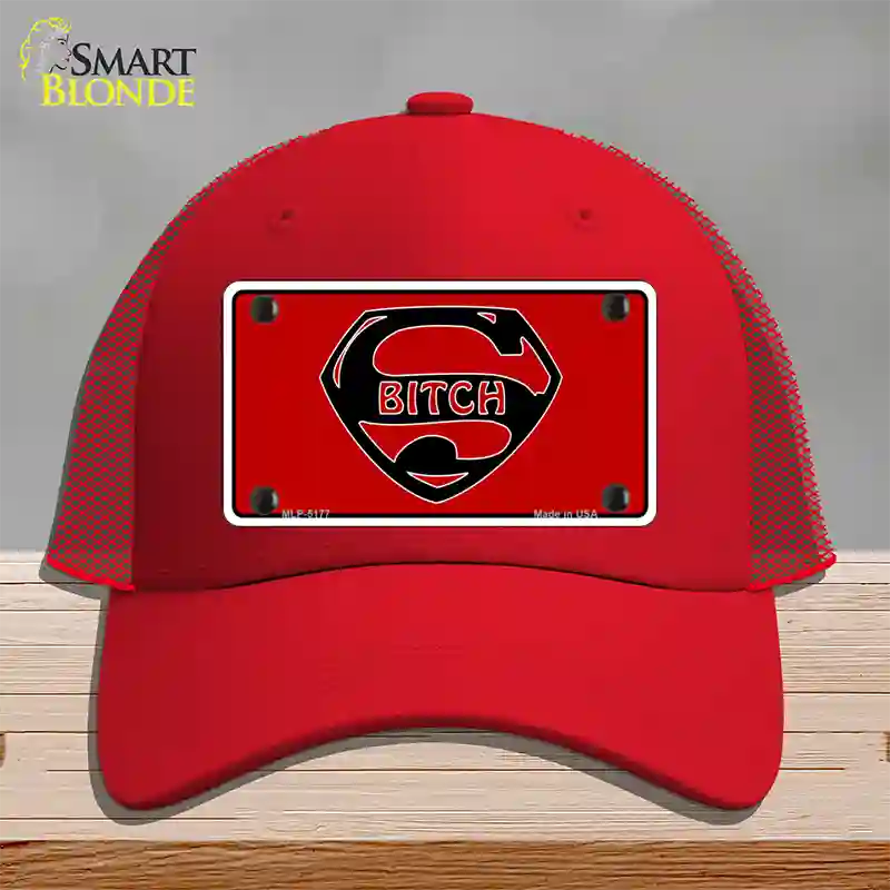 Super Bitch Novelty License Plate Hat Mesh / Red