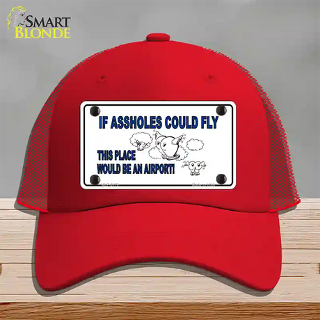 If Assholes Could Fly Novelty License Plate Hat Mesh / Red