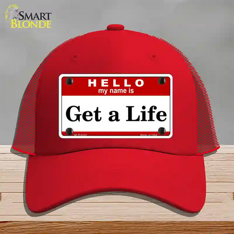 Get A Life Novelty License Plate Hat Mesh / Red