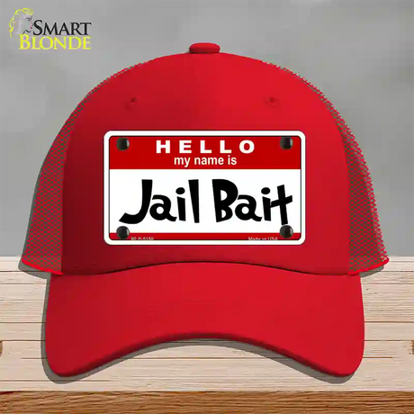 Jail Bait Novelty License Plate Hat Mesh / Red