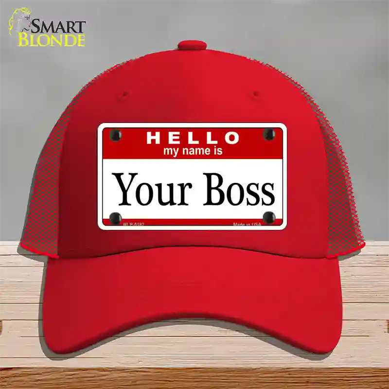 Your Boss Novelty License Plate Hat Mesh / Red