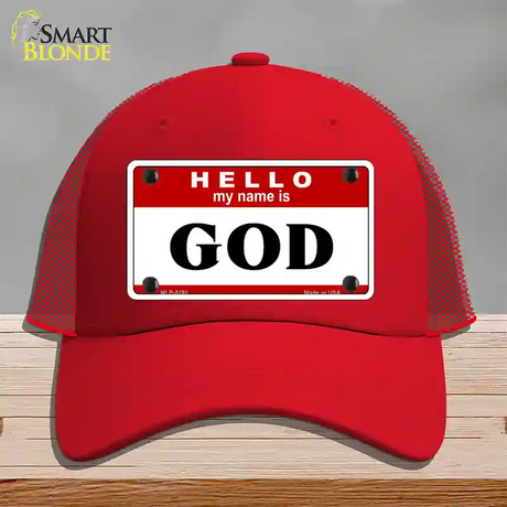 Name Is God Novelty License Plate Hat Mesh / Red