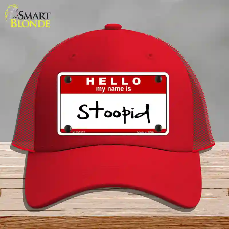 Stoopid Novelty License Plate Hat Mesh / Red