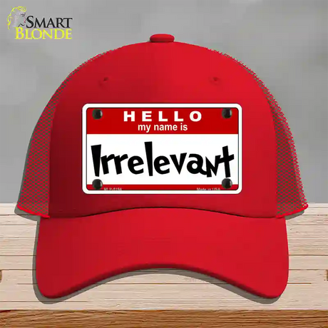 Irrelevant Novelty License Plate Hat Mesh / Red